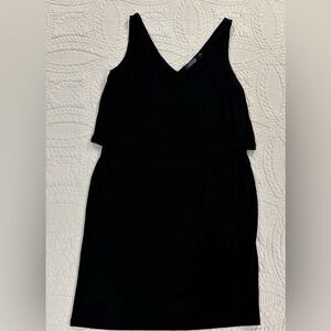 Ralph Lauren Black V-Neck Layered Midi Dress